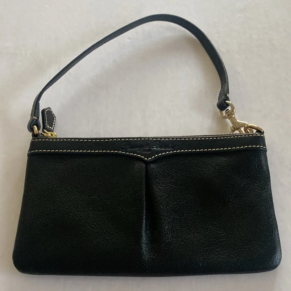 Dooney & Bourke Black Leather Wristlet with Red Interior NWOT